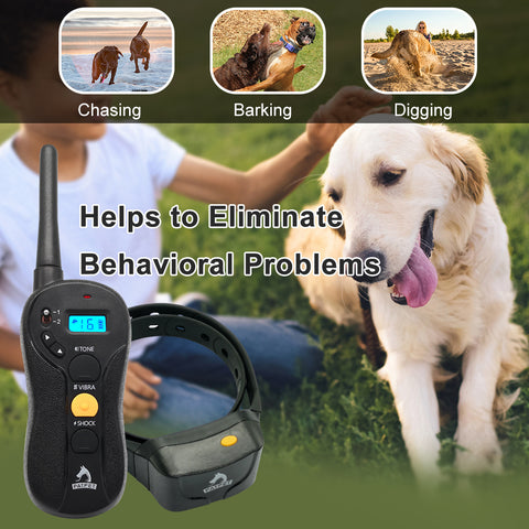 PATPET Dog Training Bark Collar with Remote - 600M Range - Sound, Vibration & Shock - 620 Model